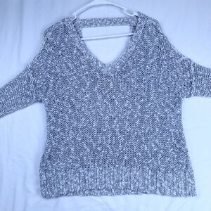 Hollister Gray V-Neck Sweater with Textured Knit